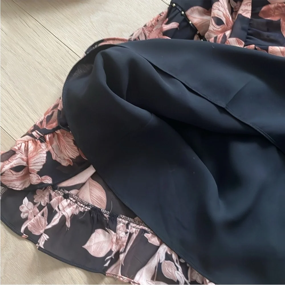 Ever New Lenora Black Mini Dress with Blush Floral Print - Picture 7 of 10